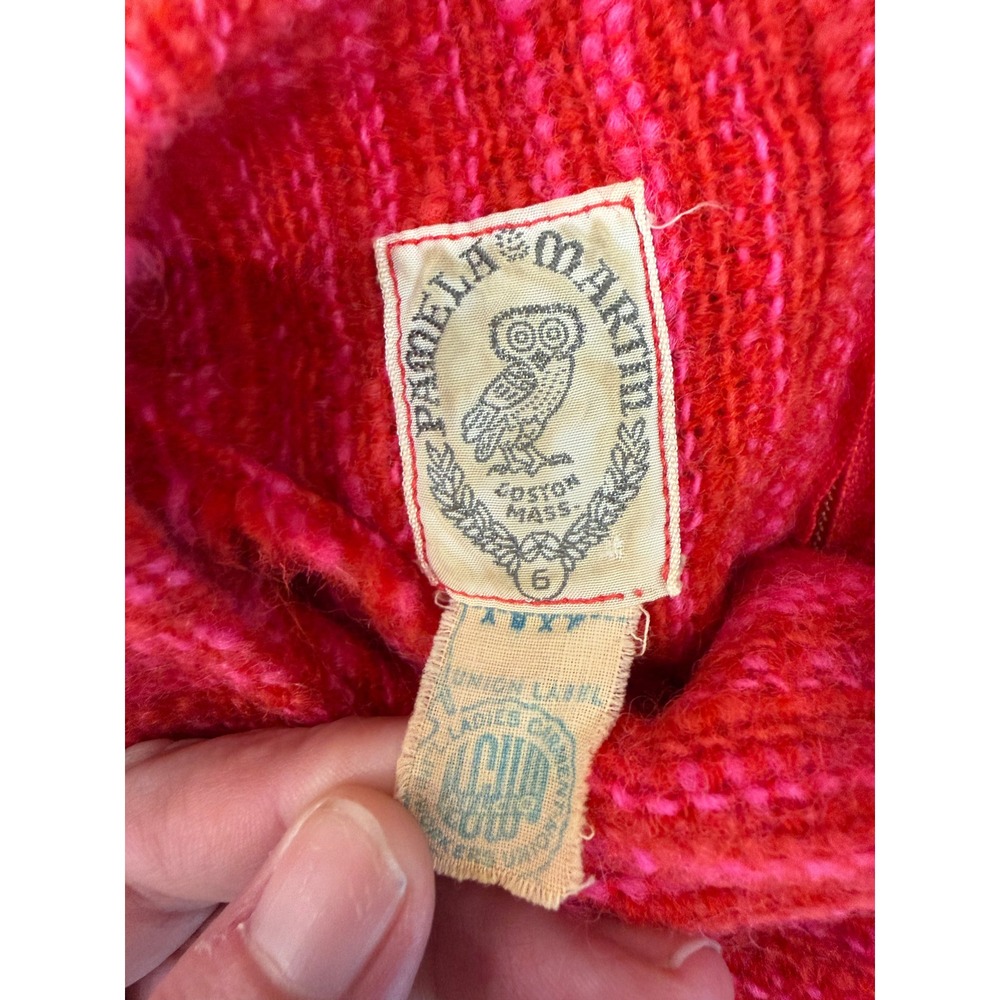 vintage Pamela Martin Red Knit Dress Short Sleeve Button Neck‎ Sheath Size XS - Picture 4 of 4
